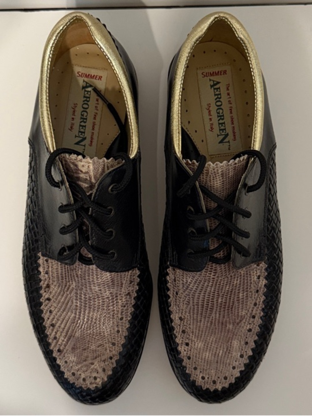 Women's Black and Beige Two-Tone Derby